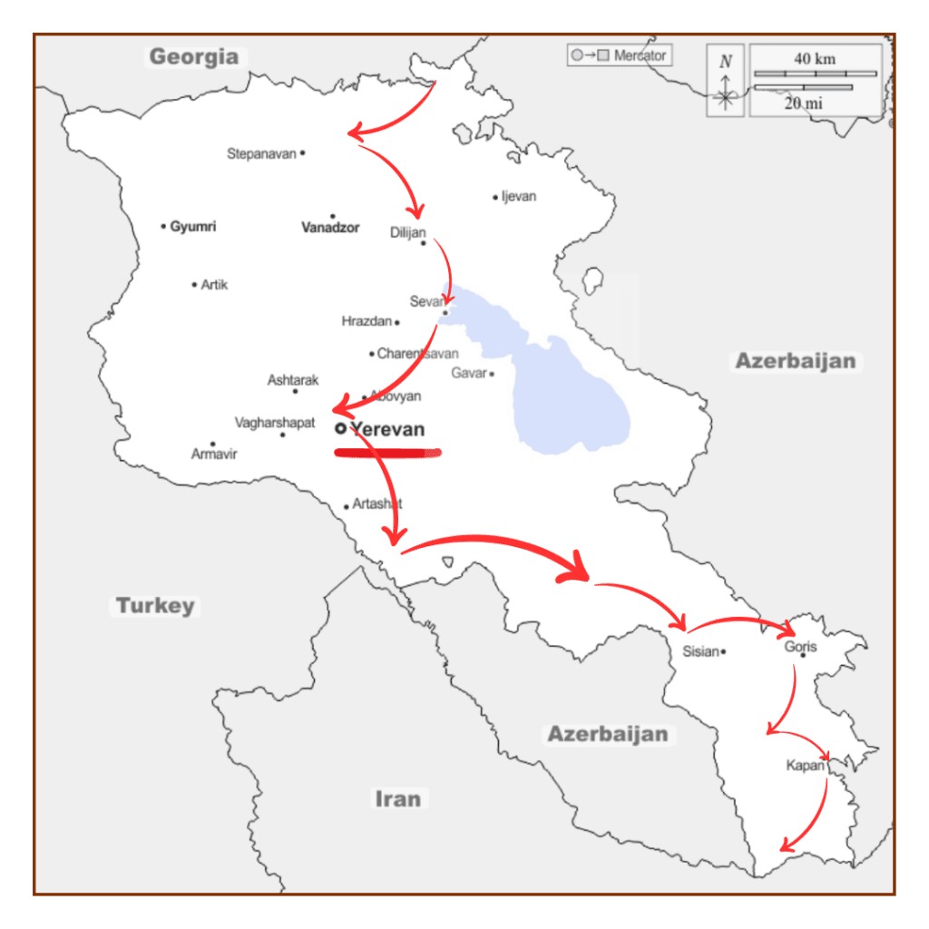 carte itinéraire 1 arménie 10 jours