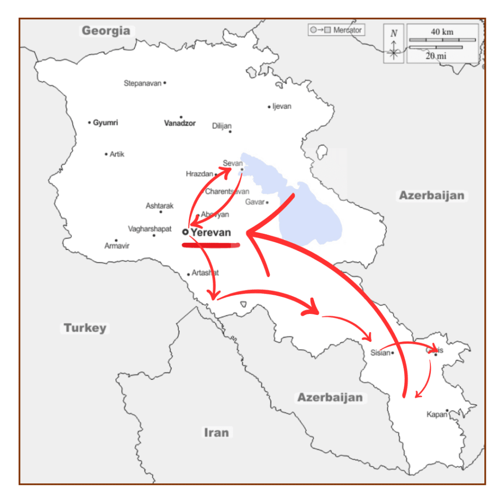 itinéraire arménie carte 2